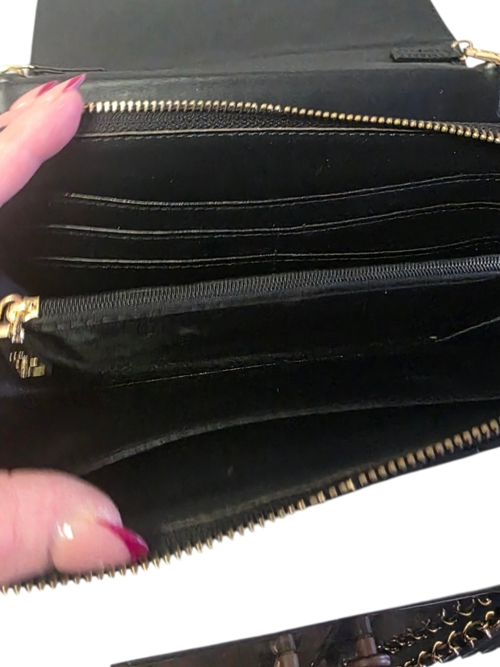 Badgley Mischka Black Quilted Crossbody Gold Chain Strap Evening Designer Bag - Picture 13 of 15